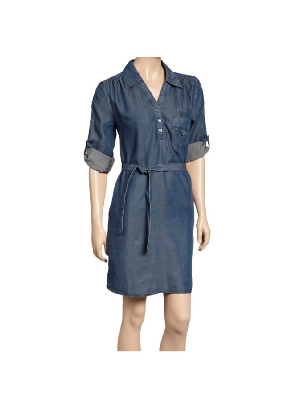 ❤️❤️❤️VELVET HEART Size M Women Denim Chambray Tencel Button Down Shirt Dress